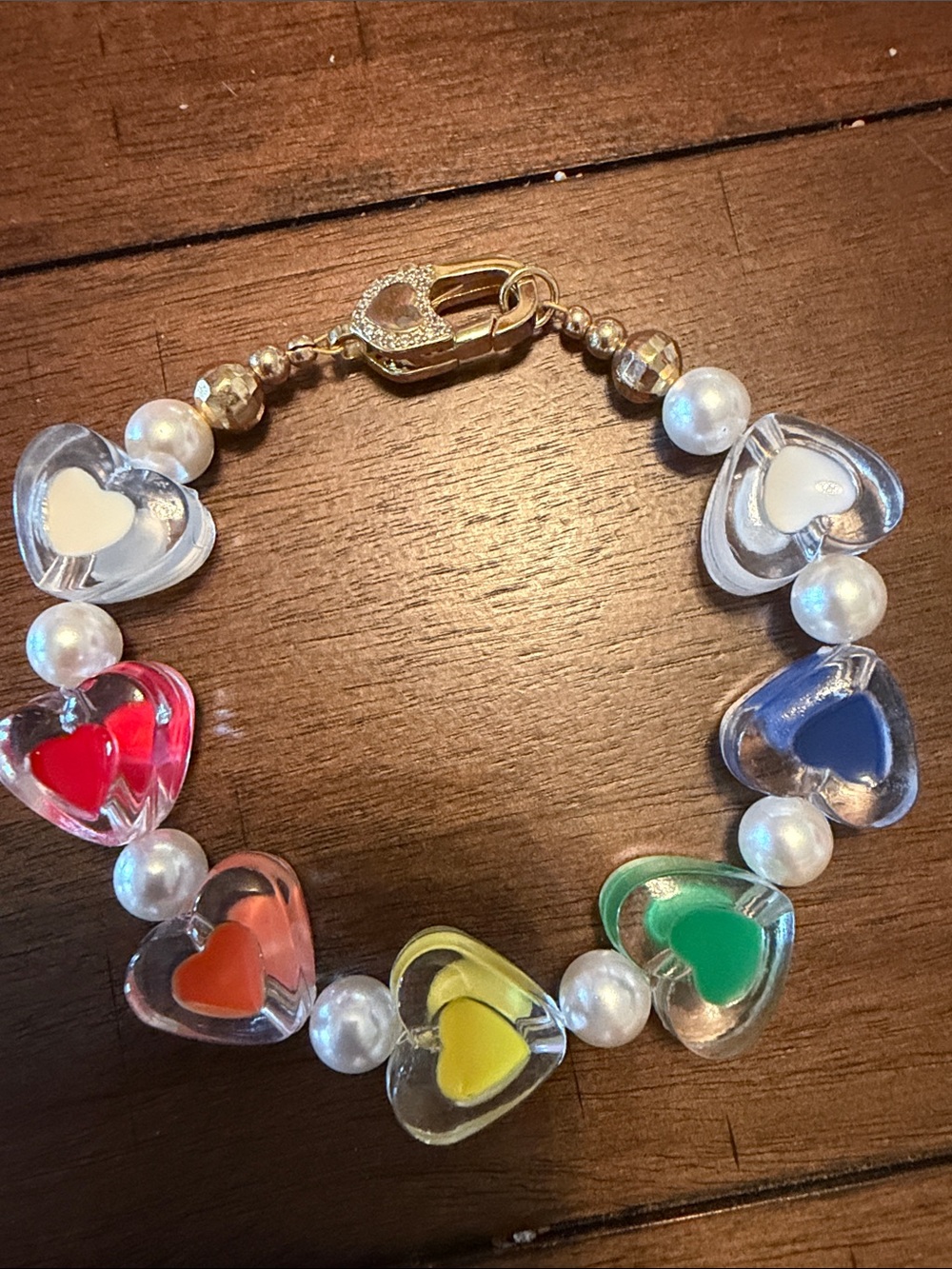 Audrey Limoges Collection Multicolor Heart Bead and Pearl Bracelet